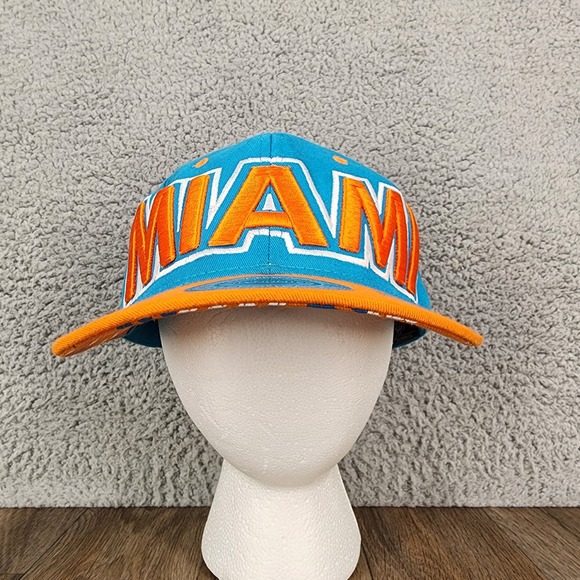 City Hunter Miami Dolphins Hat Cap Teal Orange White Adjustable Snapback Mens - Picture 1 of 10